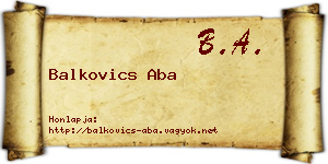 Balkovics Aba névjegykártya